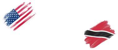 Beyaz Arkaplanda Birleşik Devletler ve Trinidad ve Tobago Bayrakları