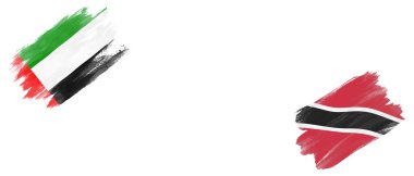 Beyaz Arkaplanda Birleşik Arap Emirlikleri ve Trinidad ve Tobago Bayrakları