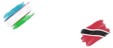 Özbekistan ve Trinidad ve Tobago Bayrakları Beyaz Arkaplanda