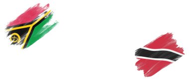 Vanuatu ve Trinidad ve Tobago Bayrakları Beyaz Arkaplanda