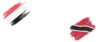 Beyaz Arkaplanda Yemen ve Trinidad ve Tobago Bayrakları