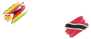 Zimbabwe ve Trinidad ve Tobago Bayrakları Beyaz Arkaplanda