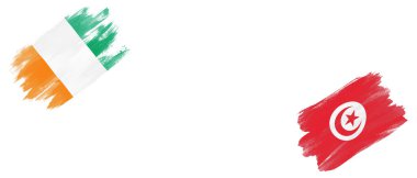 Beyaz Arkaplanda Fildişi Sahili ve Tunus Bayrakları