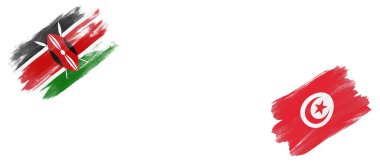Beyaz Arkaplanda Kenya ve Tunus Bayrakları