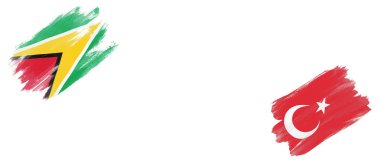 Beyaz Arkaplanda Guyana ve Türkiye Bayrakları