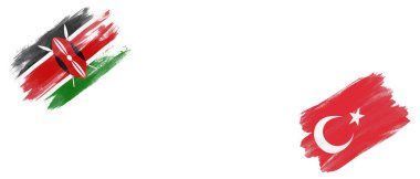 Beyaz Arkaplanda Kenya ve Türkiye Bayrakları