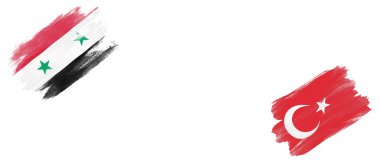 Beyaz Arkaplanda Suriye ve Türkiye Bayrakları