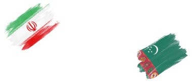 Beyaz Arkaplanda İran ve Türkmenistan Bayrakları