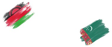 Beyaz Arkaplanda Malavi ve Türkmenistan Bayrakları