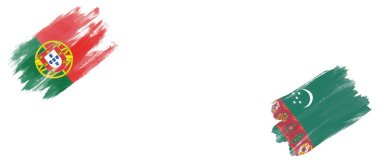 Beyaz Arkaplanda Portekiz ve Türkmenistan Bayrakları