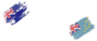 Avustralya ve Tuvalu Bayrakları Beyaz Arkaplanda