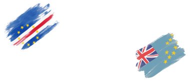 Beyaz Arkaplanda Cape Verde ve Tuvalu Bayrakları