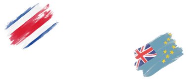 Beyaz Arkaplanda Kosta Rika ve Tuvalu Bayrakları