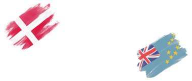 Beyaz Arkaplanda Danimarka ve Tuvalu Bayrakları