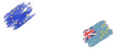 Beyaz Arkaplanda Avrupa Birliği ve Tuvalu Bayrakları