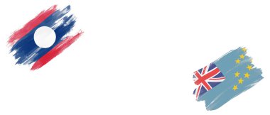 Beyaz Arkaplanda Laos ve Tuvalu Bayrakları