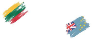 Beyaz Arkaplanda Litvanya ve Tuvalu Bayrakları