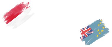 Beyaz Arkaplanda Monako ve Tuvalu Bayrakları