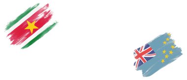 Beyaz Arkaplanda Surinam ve Tuvalu Bayrakları