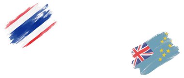 Beyaz Arkaplanda Tayland ve Tuvalu Bayrakları