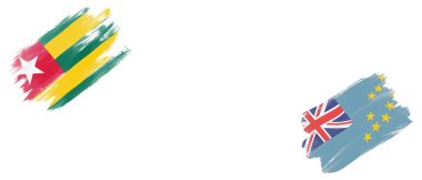 Beyaz Arkaplanda Togo ve Tuvalu Bayrakları