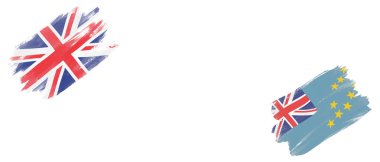 Beyaz Arkaplanda Birleşik Krallık ve Tuvalu Bayrakları