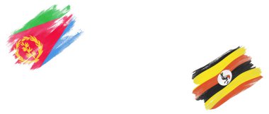 Beyaz Arkaplanda Eritre ve Uganda Bayrakları