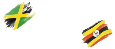 Beyaz Arkaplanda Jamaika ve Uganda Bayrakları