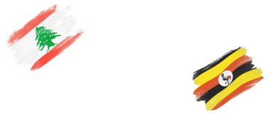 Beyaz Arkaplanda Lübnan ve Uganda Bayrakları