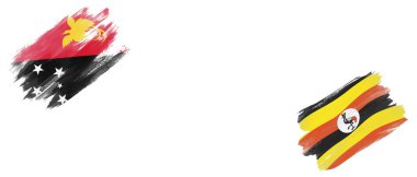 Beyaz Arkaplanda Papua Yeni Gine ve Uganda Bayrakları