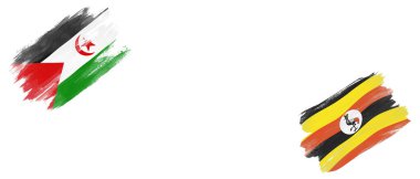 Sahra Arap Demokratik Cumhuriyeti ve Beyaz Arkaplanda Uganda Bayrakları