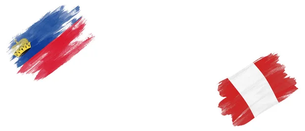 列支敦士登和秘鲁白底国旗 — 图库照片