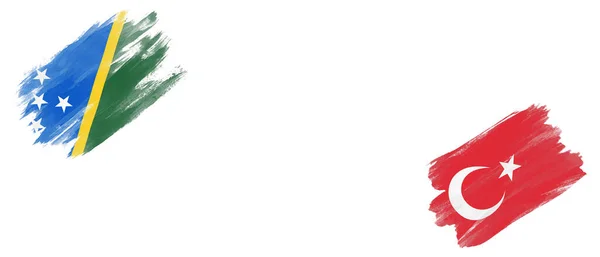 Соломоновы Острова Турецкие Флаги Белом Фоне — стоковое фото