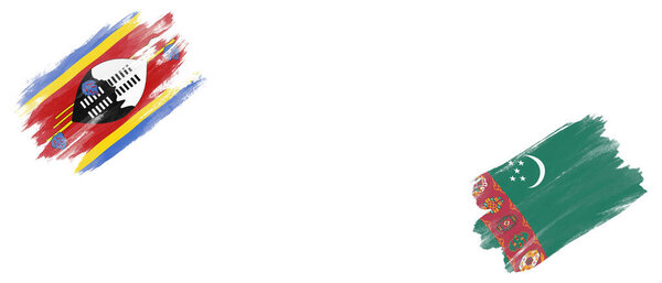 Флаги Свазиленда и Туркменистана на белом фоне