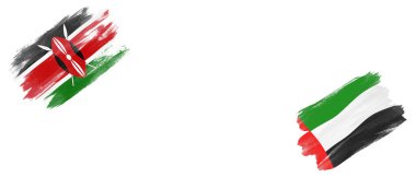 Beyaz Arkaplanda Kenya ve Birleşik Arap Emirlikleri Bayrakları