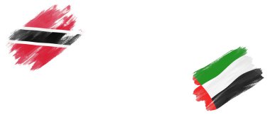 Beyaz Arkaplanda Trinidad ve Tobago ve Birleşik Arap Emirlikleri Bayrakları