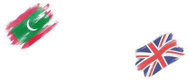 Beyaz Arkaplanda Maldivler ve Birleşik Krallık Bayrakları