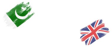 Beyaz Arkaplanda Pakistan ve Birleşik Krallık Bayrakları