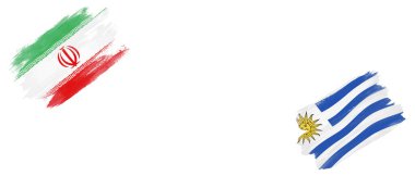 Beyaz Arkaplanda İran ve Uruguay Bayrakları
