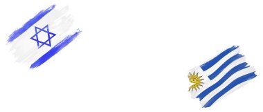 Beyaz Arkaplanda İsrail ve Uruguay Bayrakları