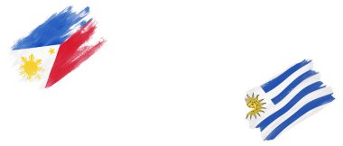 Beyaz Arkaplanda Filipinler ve Uruguay Bayrakları