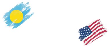 Beyaz Arkaplanda Palau ve ABD Bayrakları