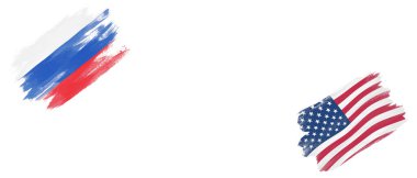 Rusya ve ABD Bayrakları Beyaz Arkaplanda