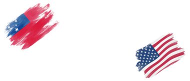 Samoa ve ABD Bayrakları Beyaz Arkaplanda