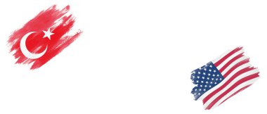 Türkiye ve ABD Bayrakları Beyaz Arkaplanda
