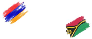 Beyaz Arkaplanda Ermenistan ve Vanuatu Bayrakları