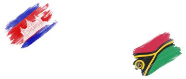 Beyaz Arkaplanda Kamboçya ve Vanuatu Bayrakları