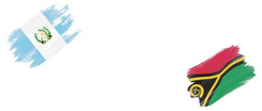 Beyaz Arkaplanda Guatemala ve Vanuatu Bayrakları