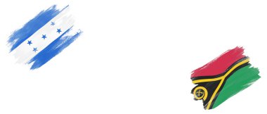 Beyaz Arkaplanda Honduras ve Vanuatu Bayrakları