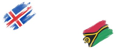 Beyaz Arkaplanda İzlanda ve Vanuatu Bayrakları